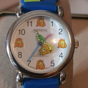🦋10/$20🦋 Geneva Silver/Blue Lion Unisex Kids Watch